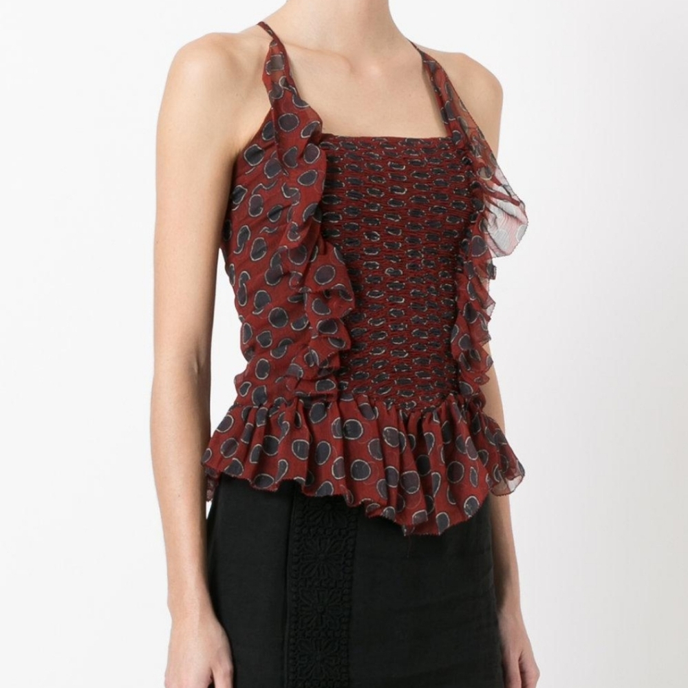 Étoile Isabel Marant Bowen Silk Burgundy Top
